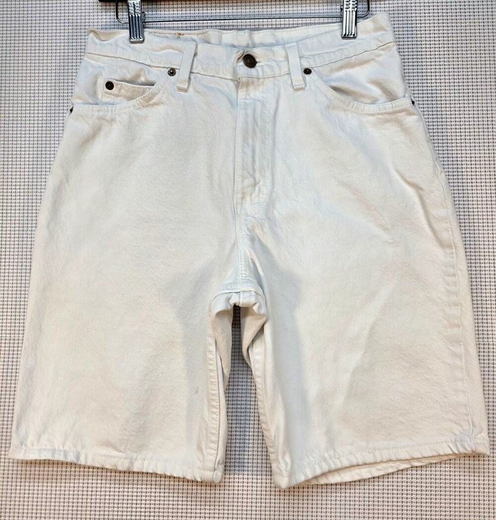 Vintage Levi's 550 Orange Tab White Denim Shorts‎ Size 30 Made in USA 90s Y2K
